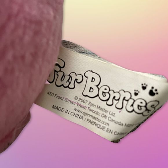2007 Vintage Pink Heart Puppy Fur Berries Plush - Picture 2 of 5